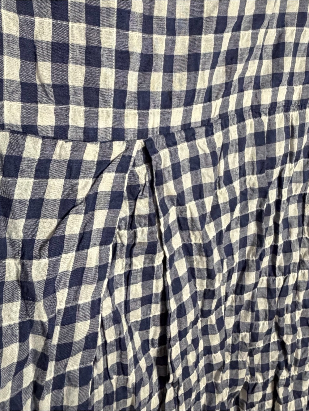 Cut Loose Womens M Blue White Gingham Crinkle Button-Up Tunic Top Lagenlook - Picture 6 of 9